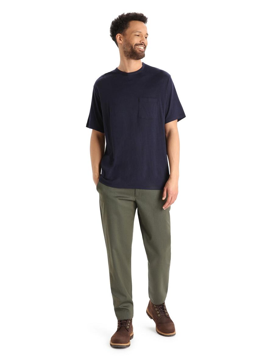 Koszulki Icebreaker Merino Granary Krótkie Sleeve Pocket Męskie Granatowe | PL 1791ZUTG